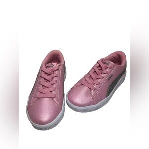 Puma New Vikky V3 Big Kid Glitz sneakers elastic laces ‎ Prism Pink girls sz 2.5